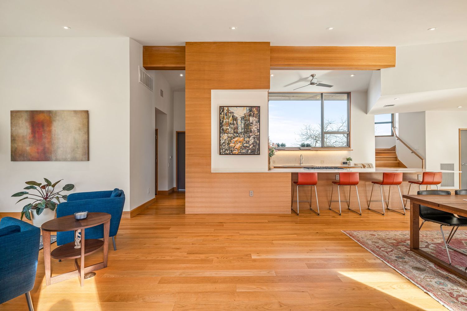 Modern open-concept living room and kitchen
