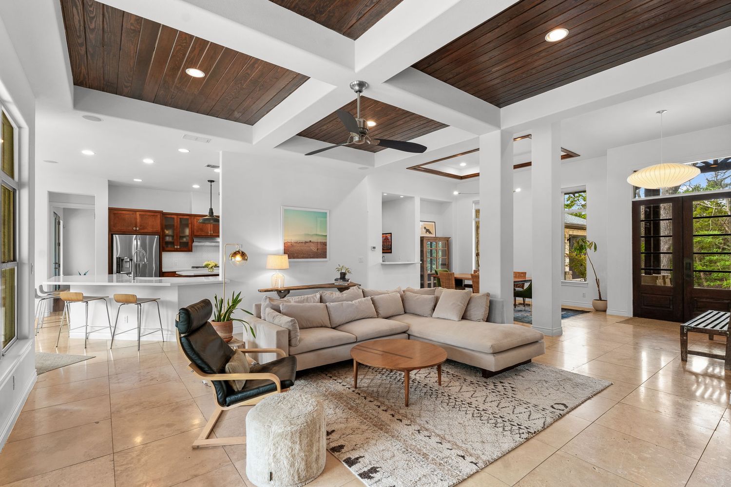 Modern open-plan living room and kitchen