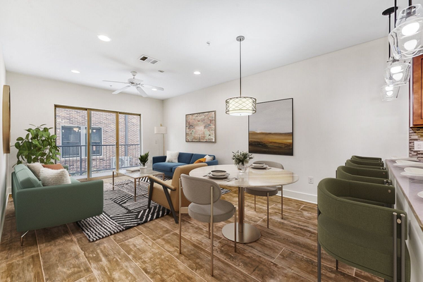 Modern living and dining area in an apartment