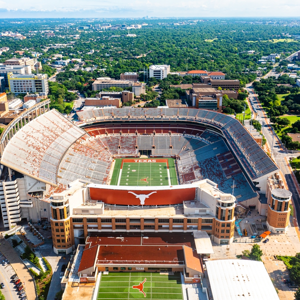 Aerial view of University of Texas football stadium